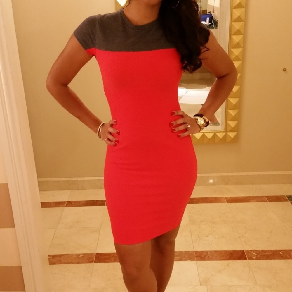 Rachel Roy thick curve hugging midi dress